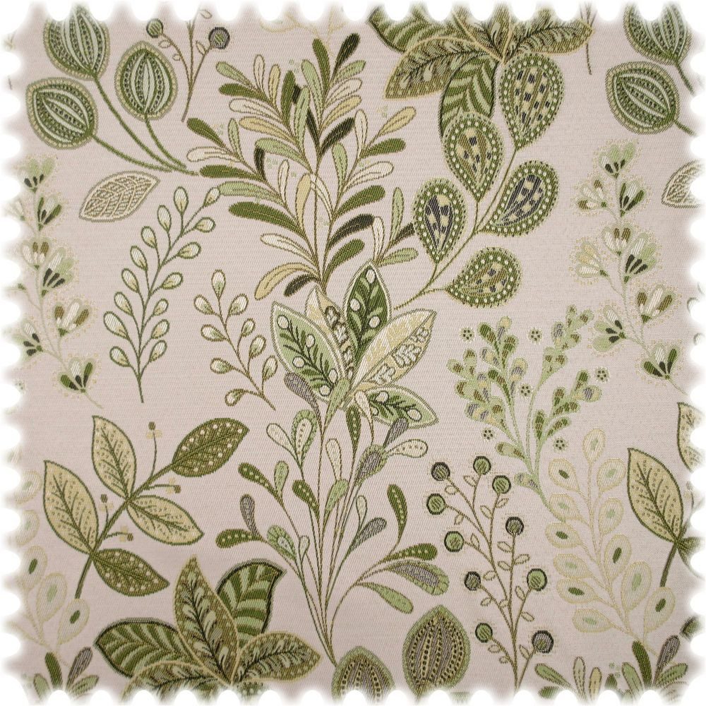 Heiro Stoff Jacquard Flachgewebe Möbelstoff Flores Oliv, Polsterstoff Meterware - Breite:140 cm