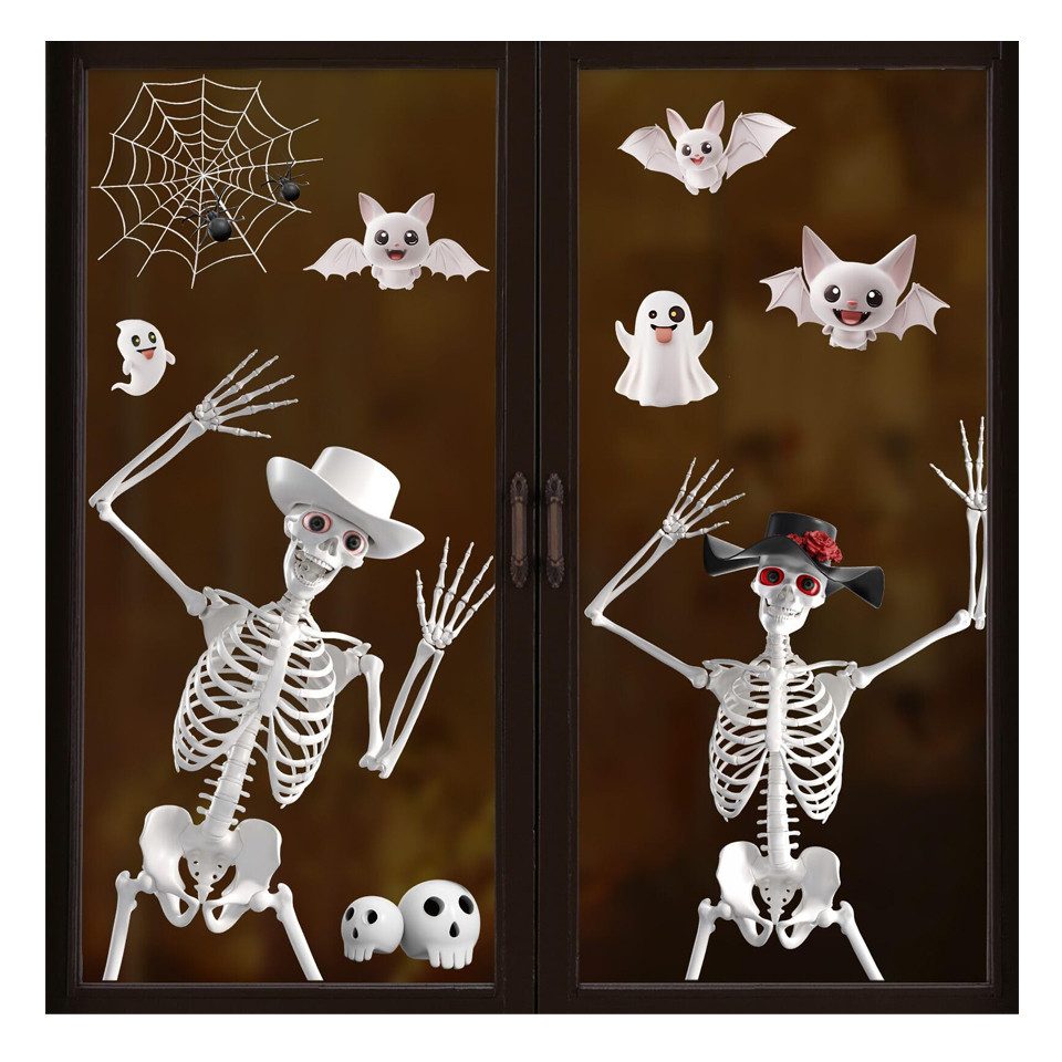 CLTYQ Fensterbild Dekohänger Halloween Fensteraufkleber, Skelett günstig online kaufen