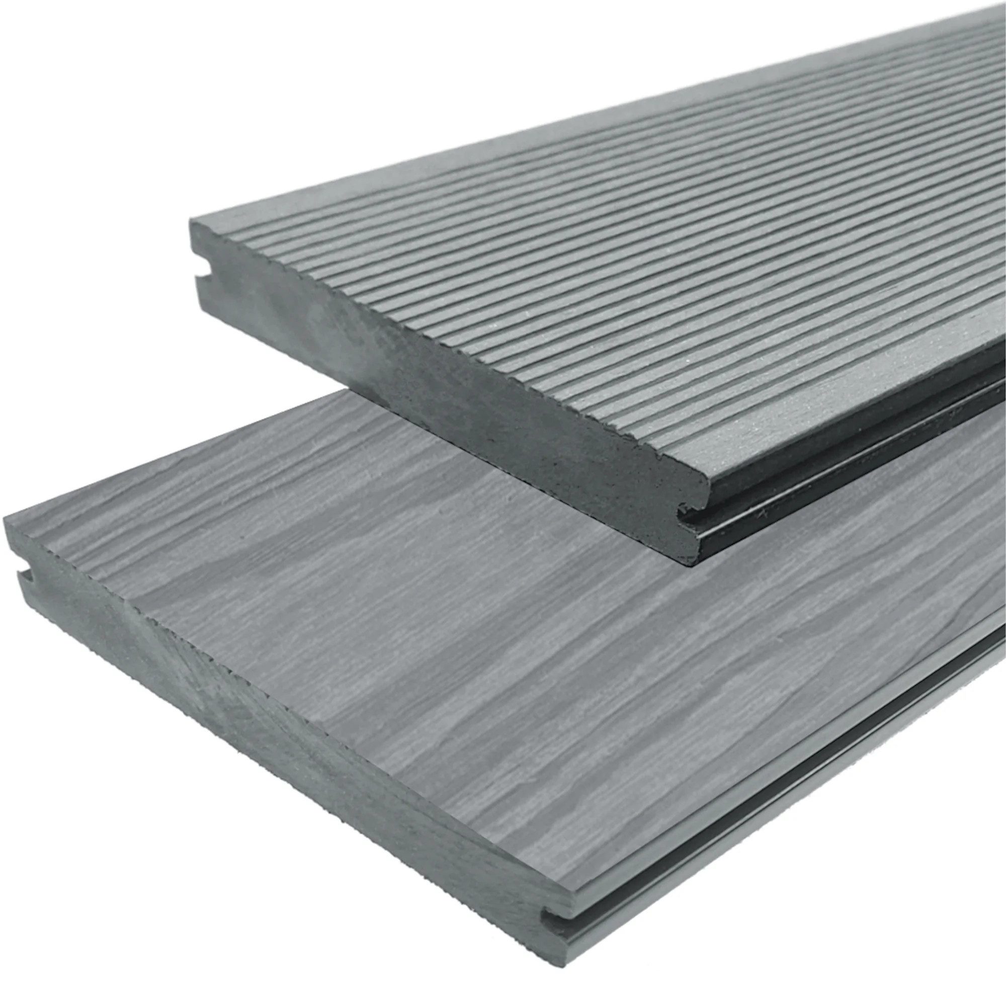 WPC Profi Terrassendielen Terrassen Komplettbausatz Steingrau Massiv 20mm Bausatz Set 2 - 60m², (Komplettset, mit Unterkonstruktion, Clips und Schrauben)