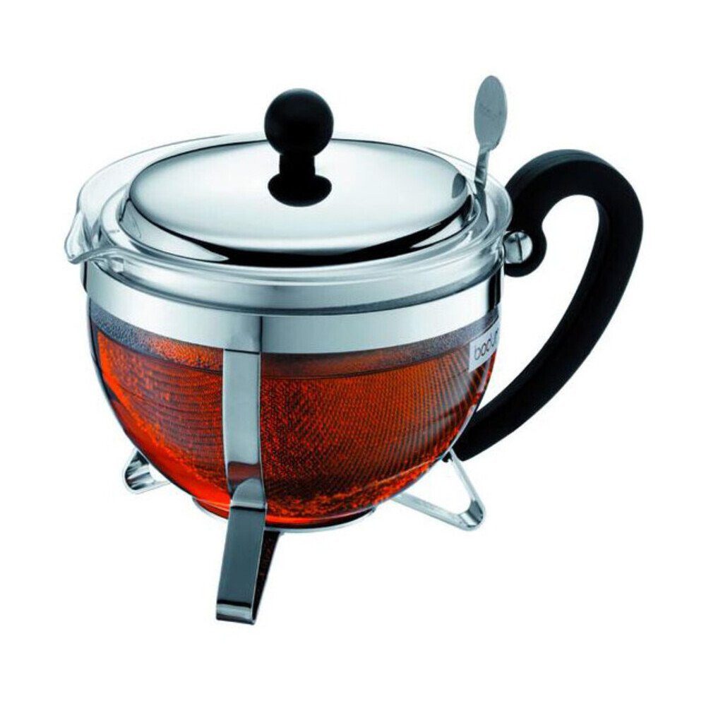 Bodum Geschirr-Set Teebereiter mit Metallsieb 1,0 l Chambord, Borosilikatglas, Edelstahl, Kunststoff