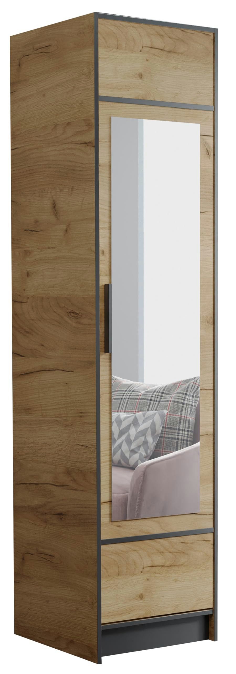 KIER FURNITURE Drehtürenschrank Kleiderschrank ROJ - 53.2 x 205 x 39 cm - Eiche Handwerk Gold