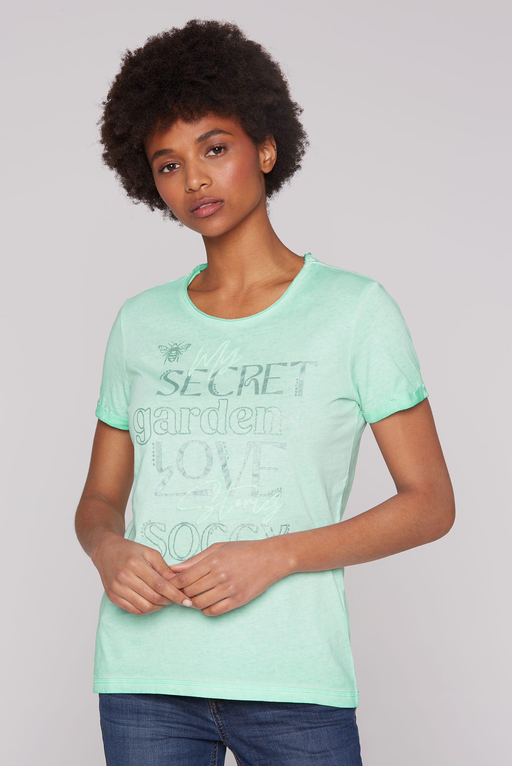 SOCCX Rundhalsshirt mit Turn-Up-Ärmel günstig online kaufen