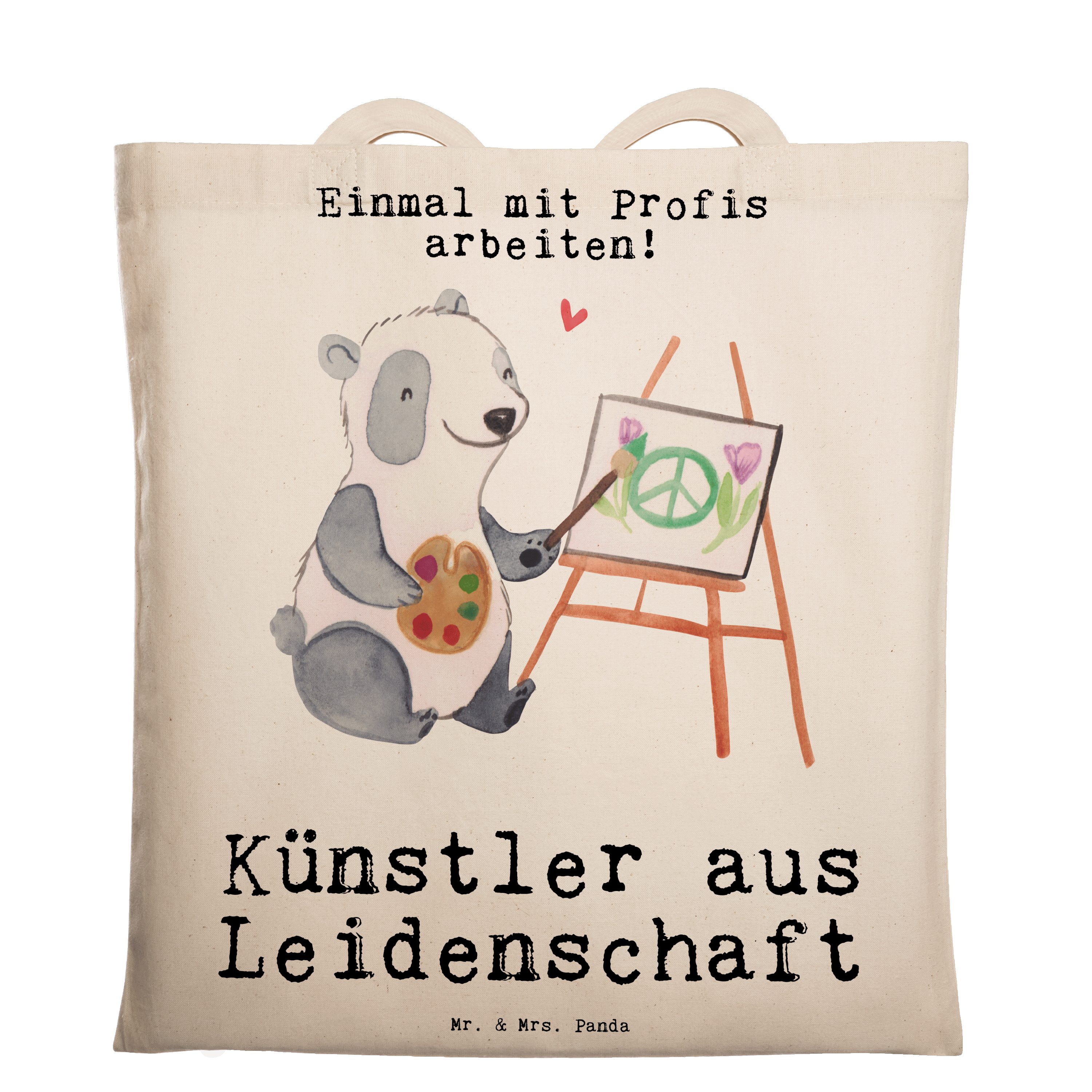 Mr. & Mrs. Panda Tragetasche Künstler aus Leidenschaft - Transparent - Geschenk, Beutel, Kunstmale (1-tlg)