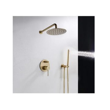 wohnwerk.idee Duschsystem Duschgarnitur Regendusche Unterputz Gold Matt Poliert Lungo