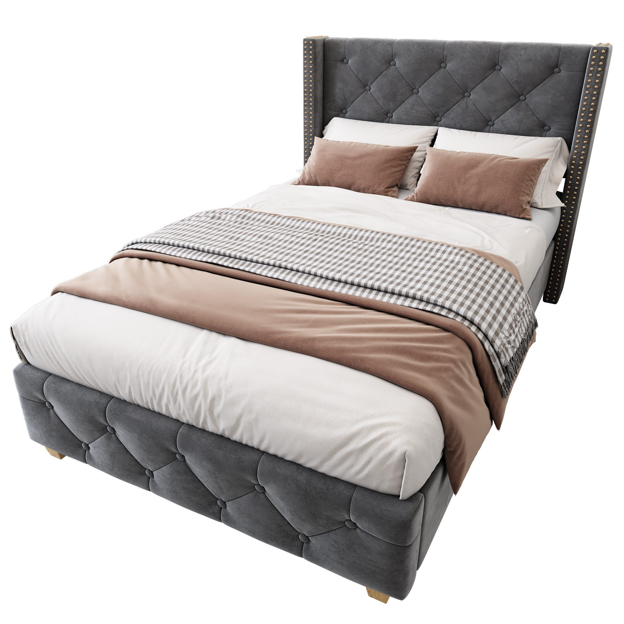 Flieks Polsterbett, Massivholz Einzelbett 90x200cm mit günstig online kaufen