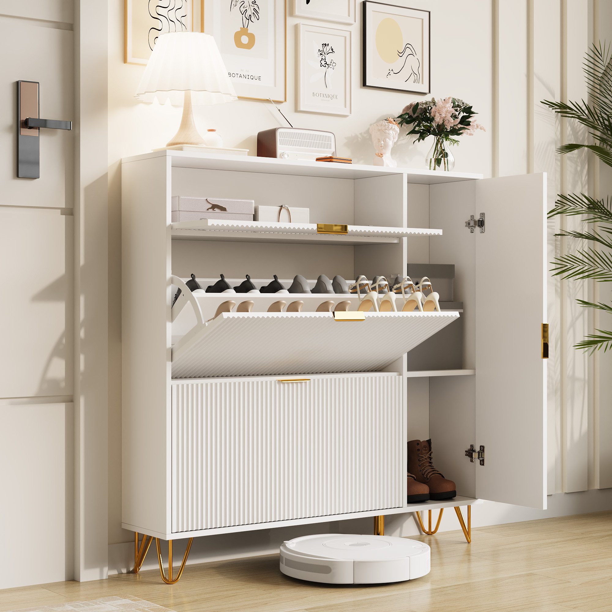 PXloue Schuhschrank mit 2 Klappen Schuhregal Schukipper( mit Kippsicherung) günstig online kaufen