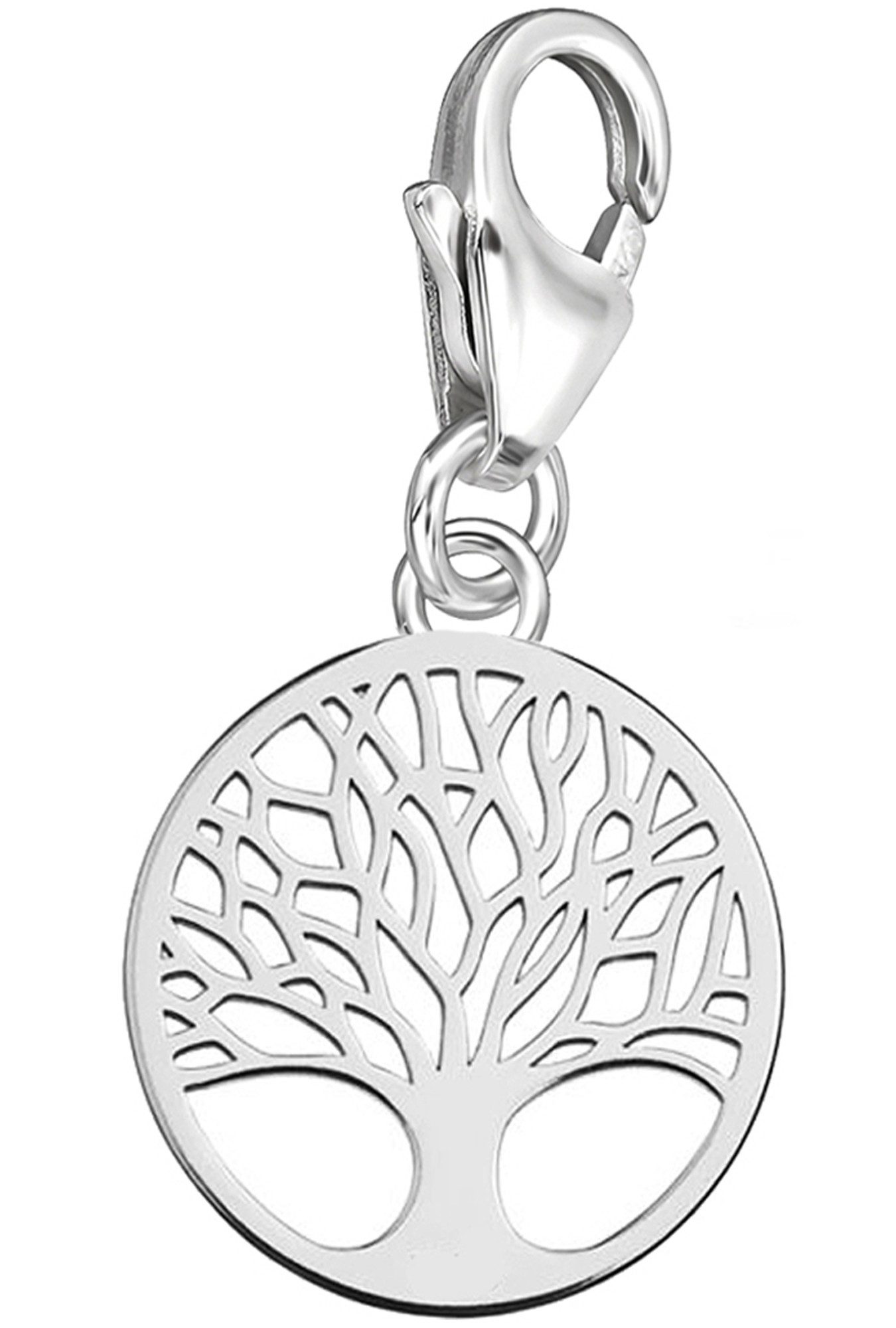 Limana Charm-Einhänger 925 Silber Karabiner Anhänger für Armband Lebensbaum Baum des Lebens, für Bettelarmband Gliederarmband oder Halskette