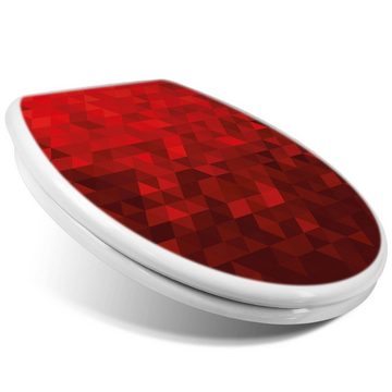 banjado WC-Sitz Motiv Dreiecke Rot (umweltfreundliches Material, integrierte Scharniere), ‎44 x 37 x 5cm