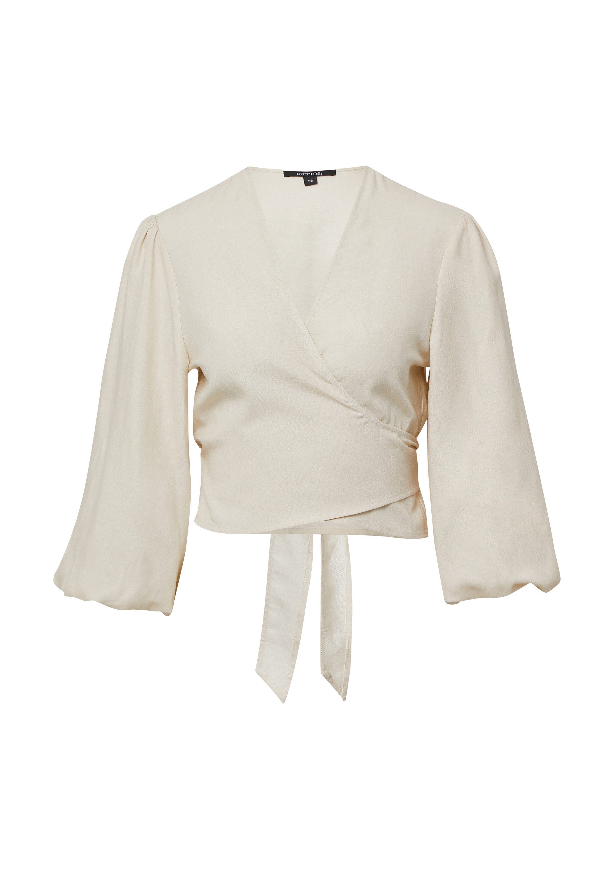 comma Kurzarmbluse Bluse Bluse aus Leinenmix zum Knoten, comma x Füsun Lind günstig online kaufen