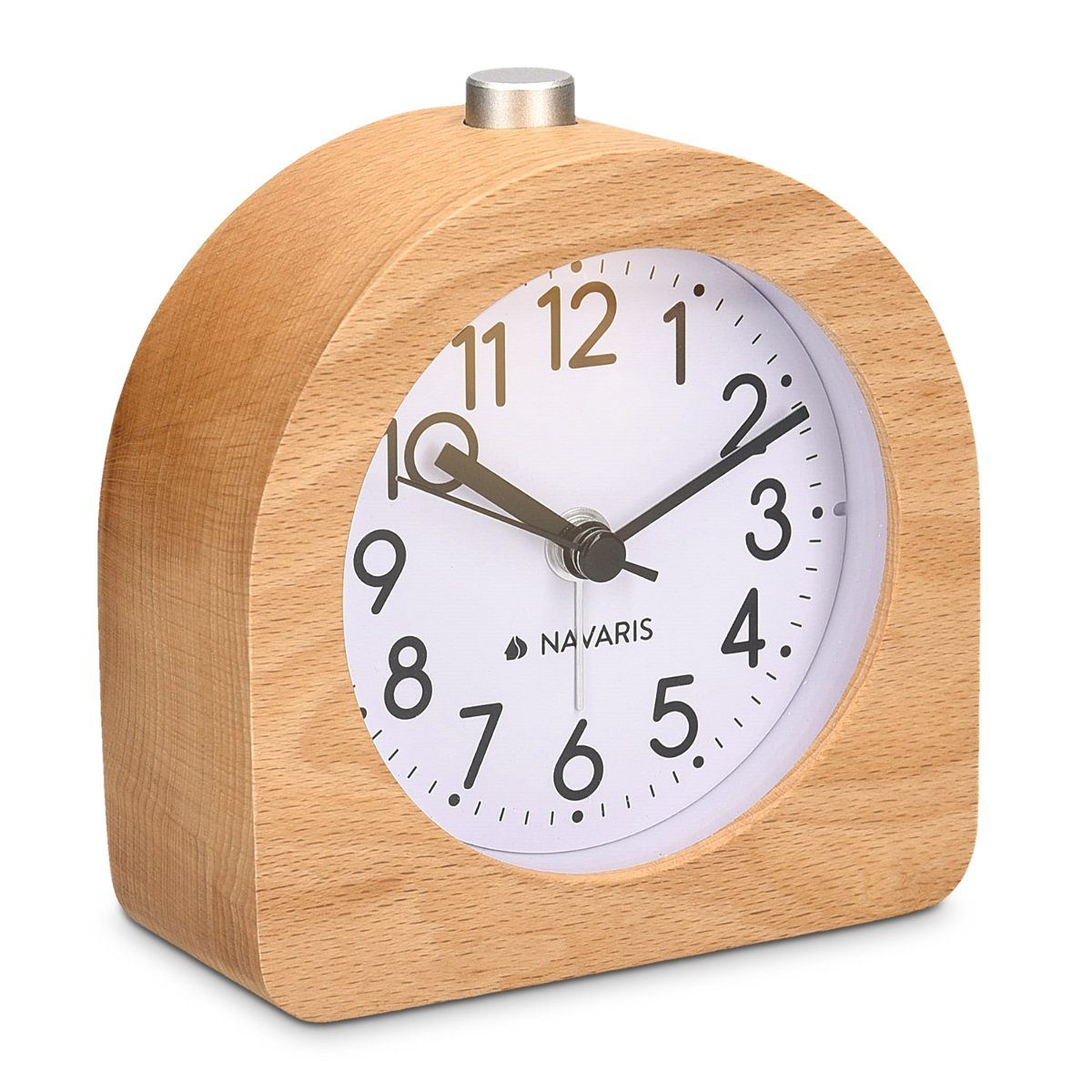 Wecker Retro Wecker aus Holz - Mit Snooze und Alarmlicht, leise