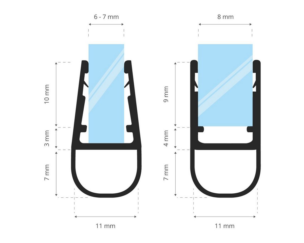 Thumbnail - STEIGNER Duschdichtung 30cm Gerade PVC Ersatzdichtung für Dusche, L: 30 cm, (1 Stück Packung, Einzeldichtung), Glasstärk...