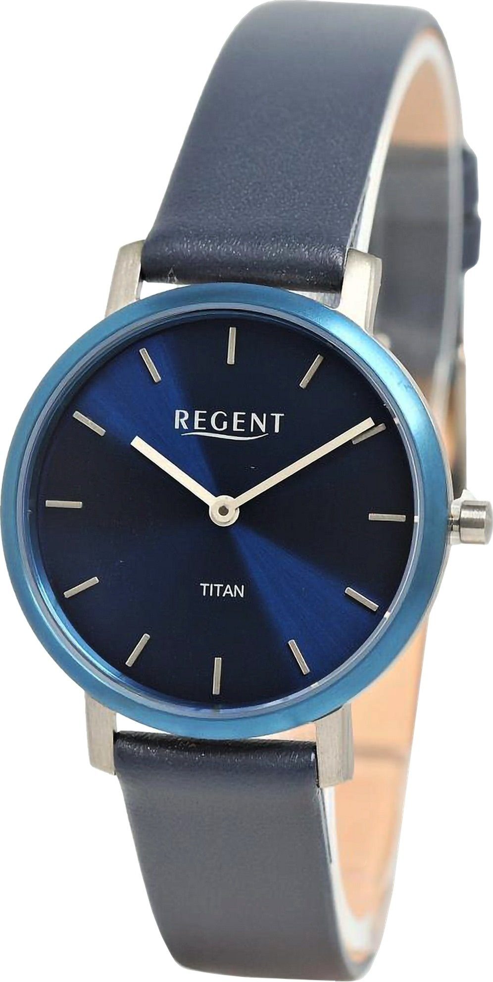 Regent Quarzuhr Regent Damen Armbanduhr Analog, (Analoguhr), Damen Armbanduhr rund, extra groß (ca. 31mm), Lederarmband
