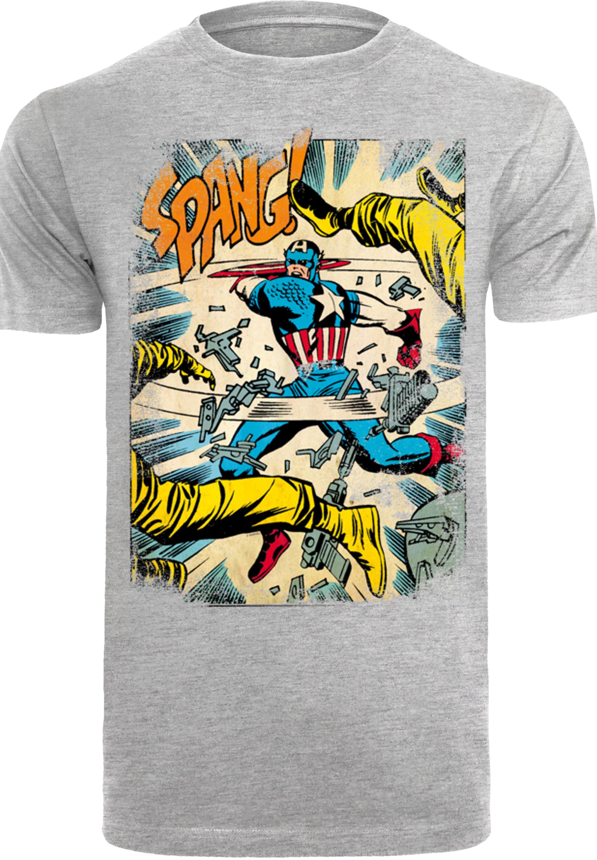 F4NT4STIC Kurzarmshirt Herren Marvel Captain America Spang with T-Shirt Round Neck (1-tlg) heathergrey