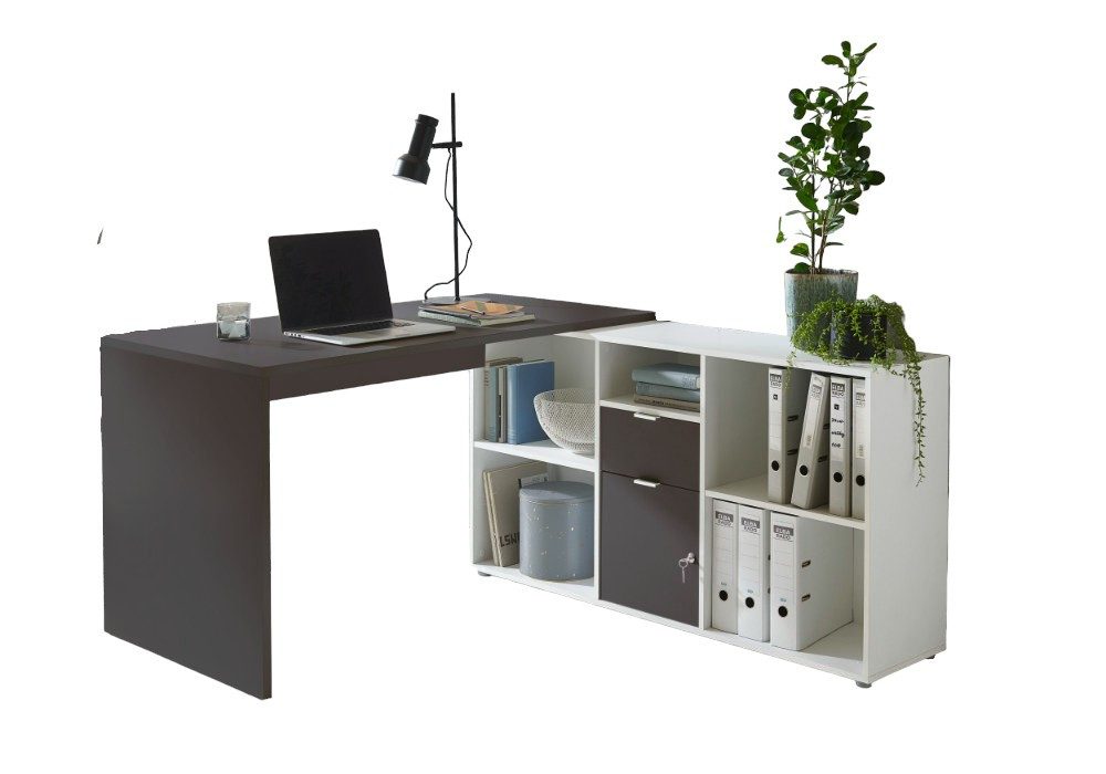 BMG Möbel Eckschreibtisch Lena (mit abschließbarer Tür, Computertisch, Wink günstig online kaufen