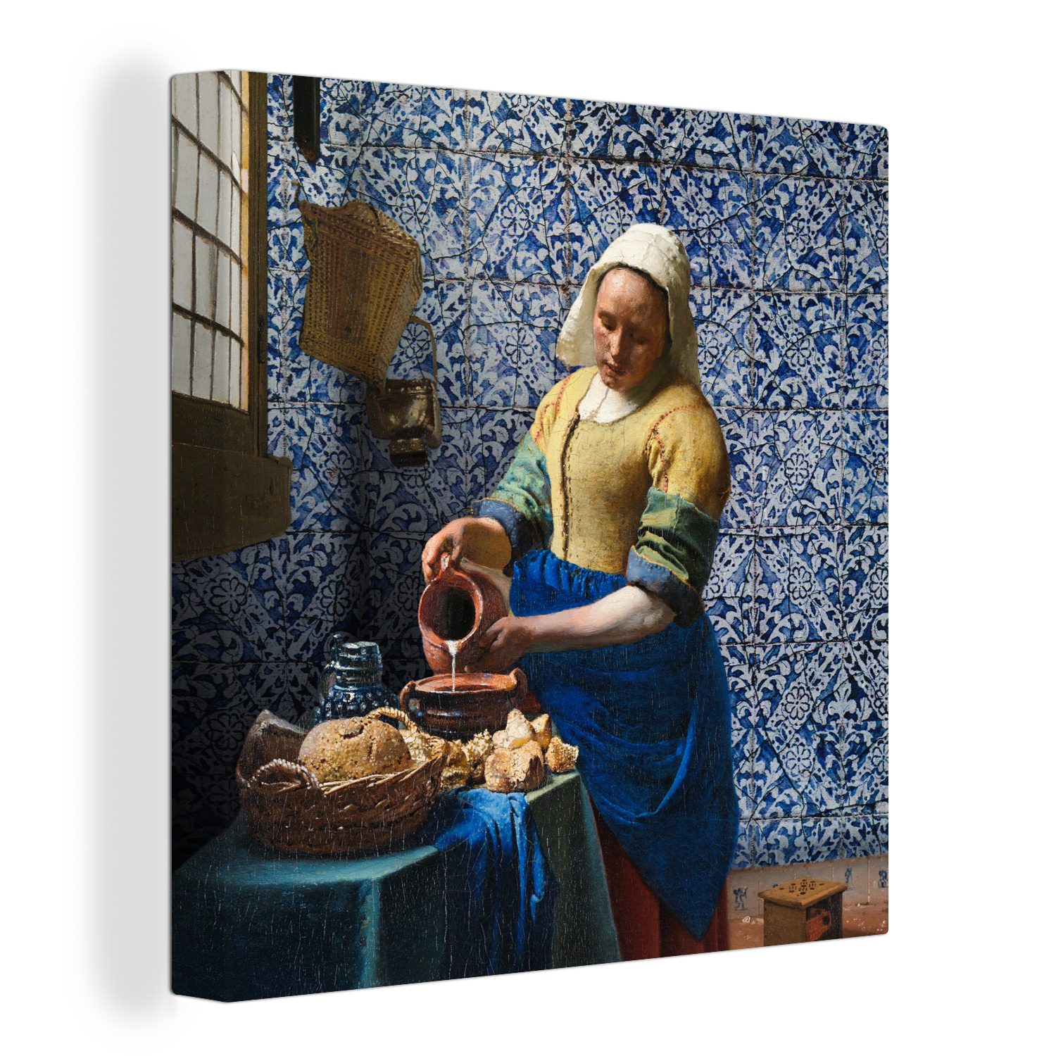 OneMillionCanvasses® Gemälde Milchmädchen - Delfter Blau - Vermeer - Gemälde - Alte Meister, (1 St), Leinwand Bilder für Wohnzimmer Schlafzimmer