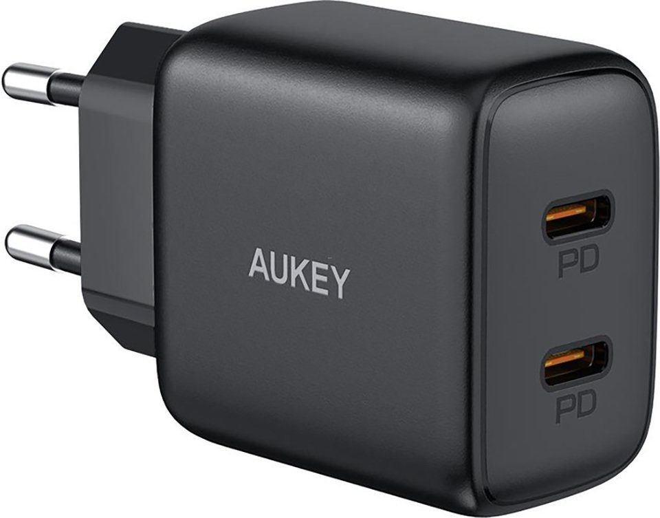 AUKEY USB-C Ladegerät Netzteil Adapter Schnelllade-Gerät (20W, Fast Charge, Power Delivery, 2 Ports)