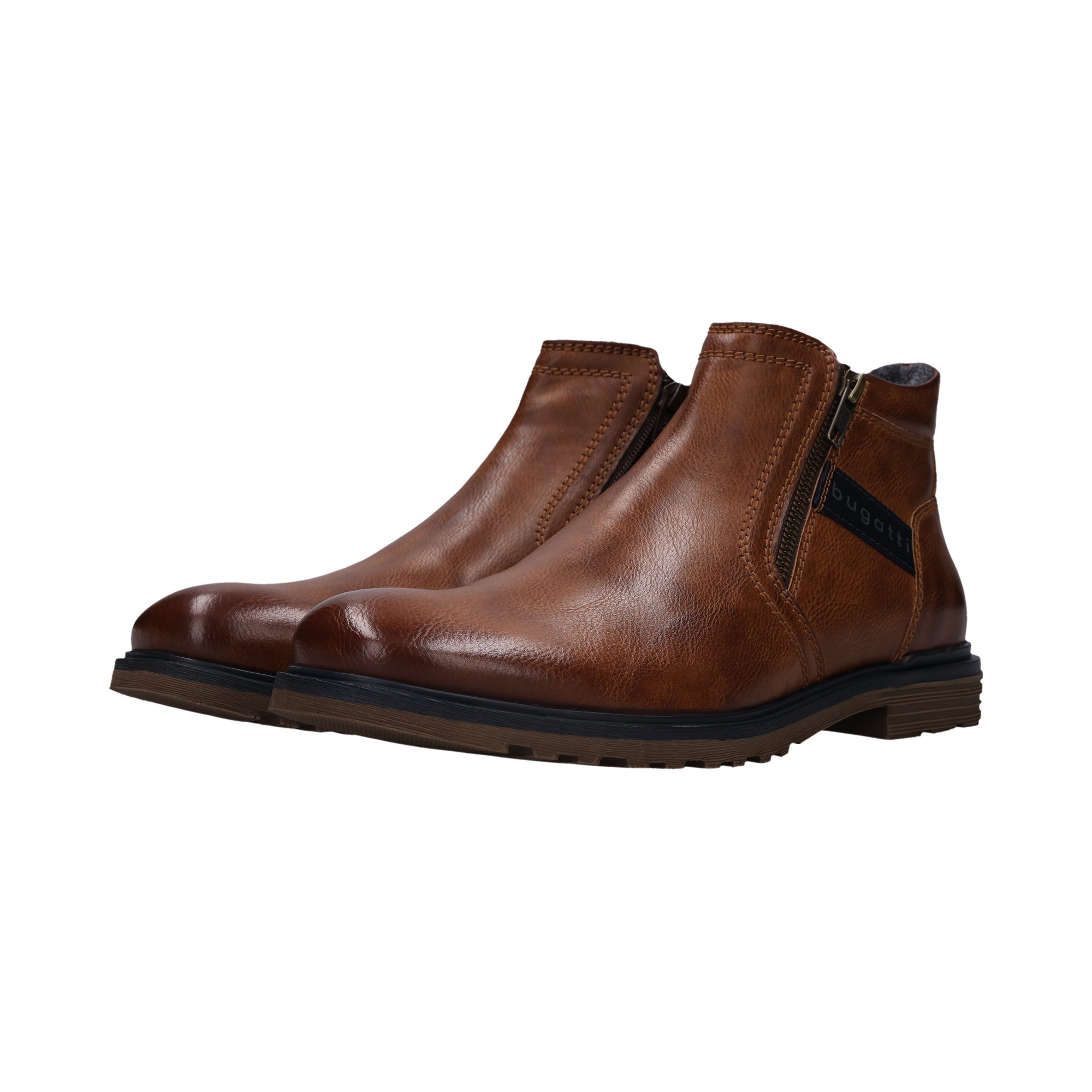 bugatti Stiefelette Zipper Boots, Stiefelette mit Profillaufsohle - schmale Form