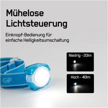 GP Batteries LED Stirnlampe Stirnlampe GP CH31 40lumen inkl. 2x CR2025 Lithium Knopfzellen Blau