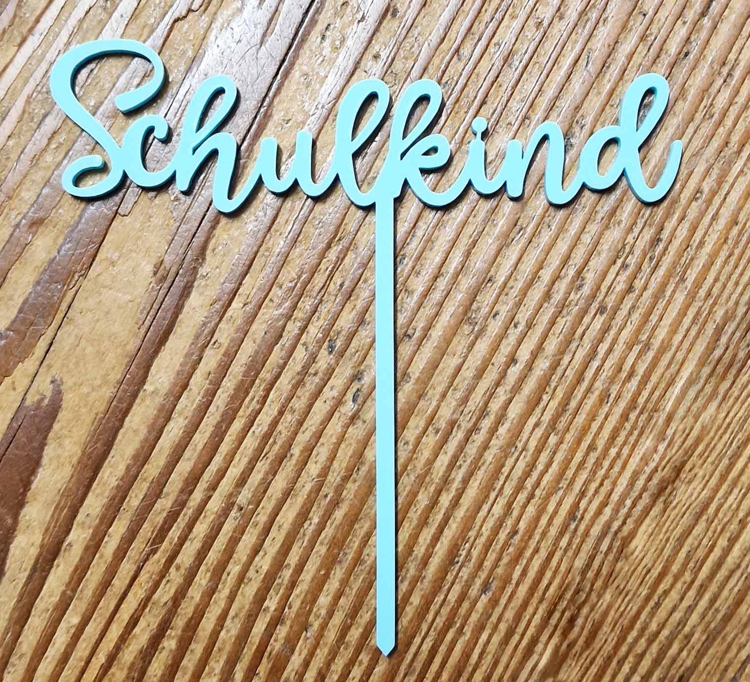 Elfenstall Tortenstecker Kuchentopper für den Schulanfang aus Acryl Schulkind