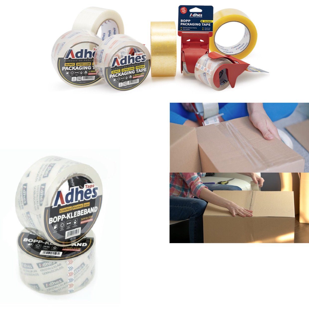 50mx50mm, Klebrigkeit, Rollen Je Dicke Paketband Transparent Tape LEISE Starke Hohe Verpackungsband, 4-St., Rolle Leistungsfähigkeit Super 65um) Kristal-Klar Adhes Klebeband (4