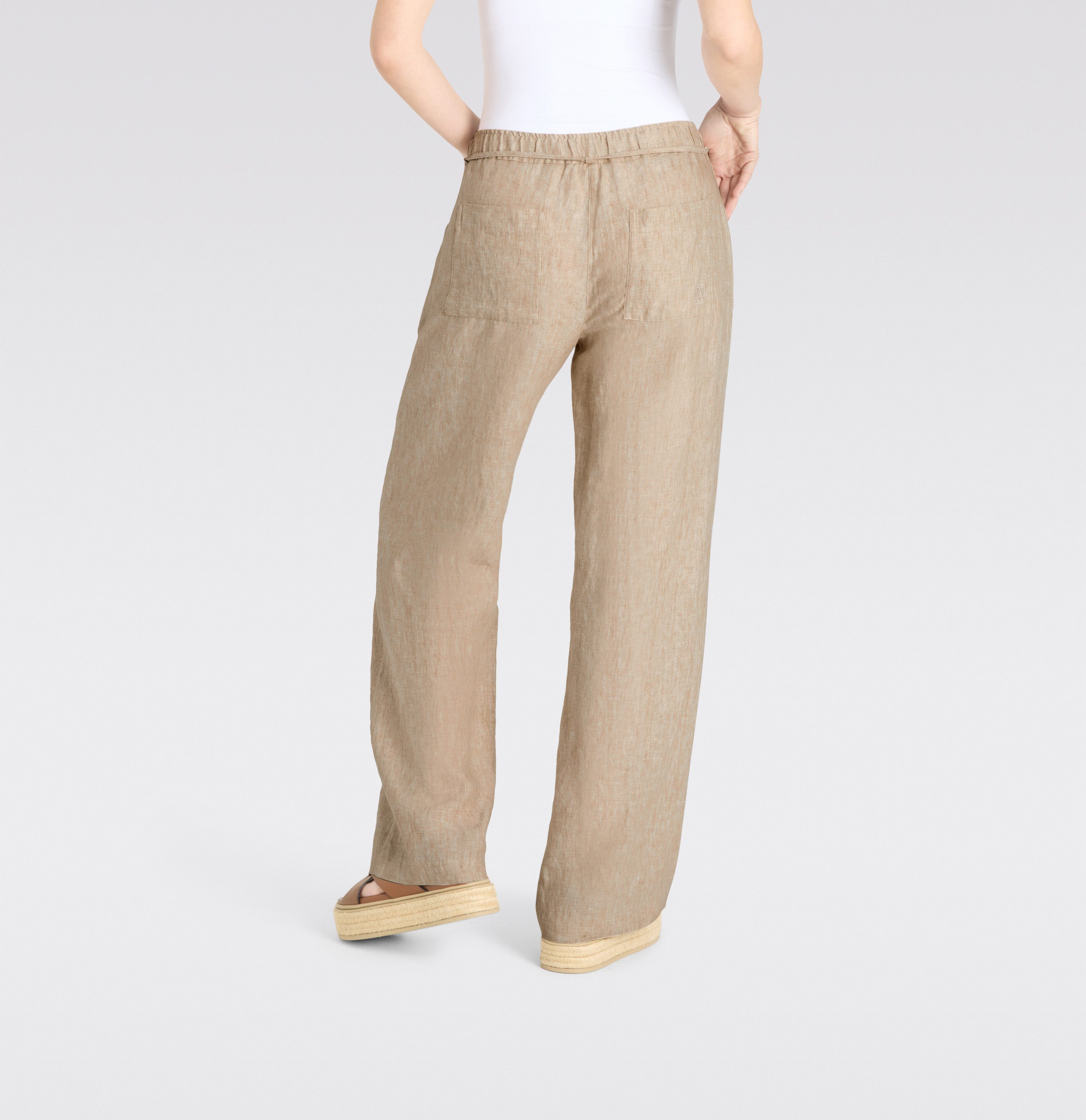 MAC Leinenhose CHIARA BELT Sommerhose Wide Fit, mit geradem, weitem Bein