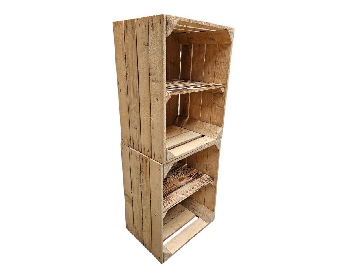 Teramico Holzkiste Obstkisten mit Ablagefach kurz 50 x 40 x 30cm 2er Set, Vintage Obstkiste