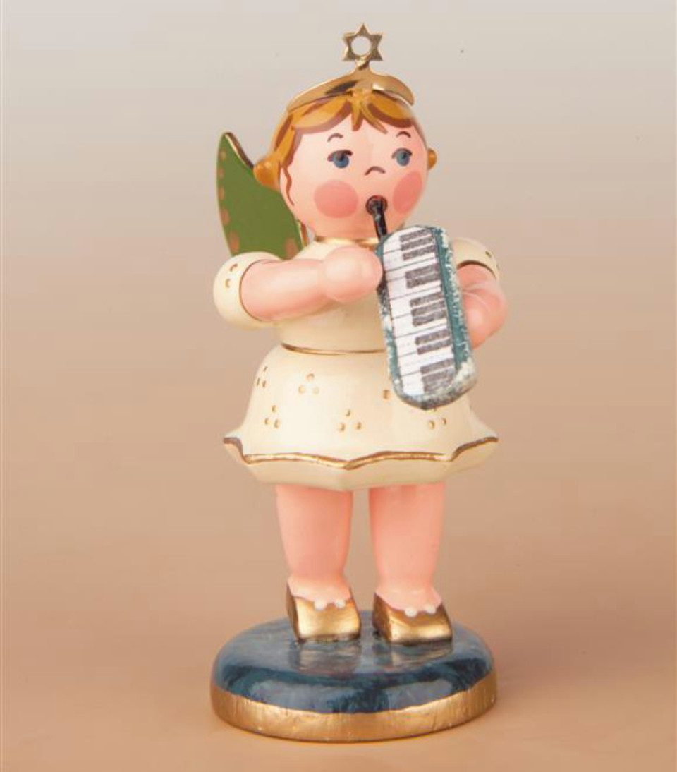 Hubrig Volkskunst Zschorlau Erzgebirge Engelfigur Hubrig Engel mit Melodika