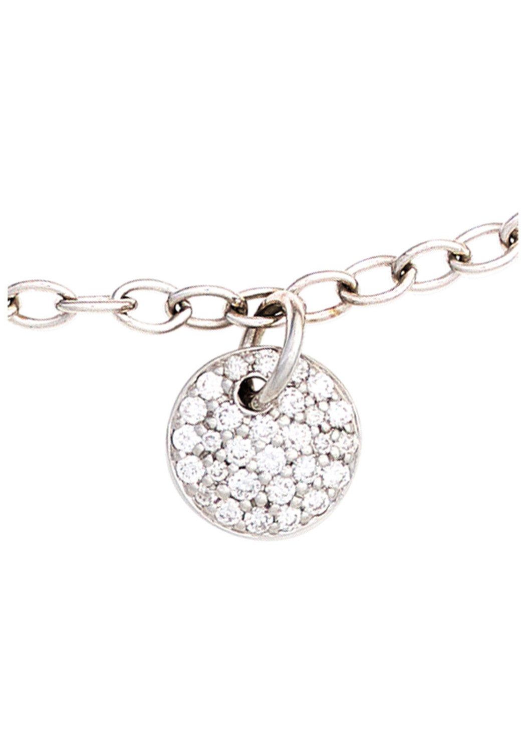 JOBO Armband mit Diamantanhänger, 585 Weißgold mit 29 Diamanten 18,5 cm