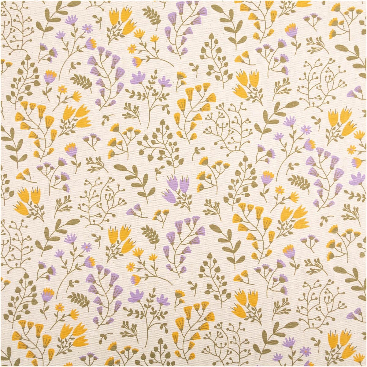SCHÖNER LEBEN. Stoff Tischdeckenstoff Meterware Blumen natur lila gelb abwaschbar, abwaschbar