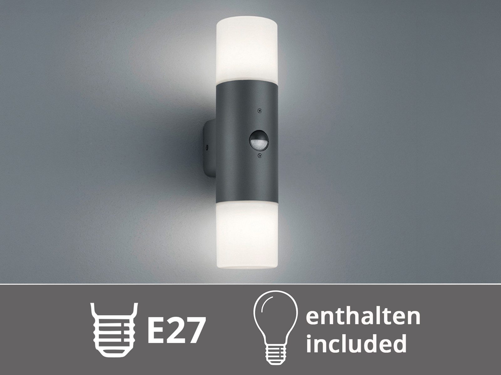 TRIO Leuchten LED Außen-Wandleuchte Up & Down mit Bewegungsmelder Höhe 33cm, Bewegungssensor, LED wechselbar, Warmweiß, Wand Außenleuchte zur Fassadenbeleuchtun – Bild 5 von 5