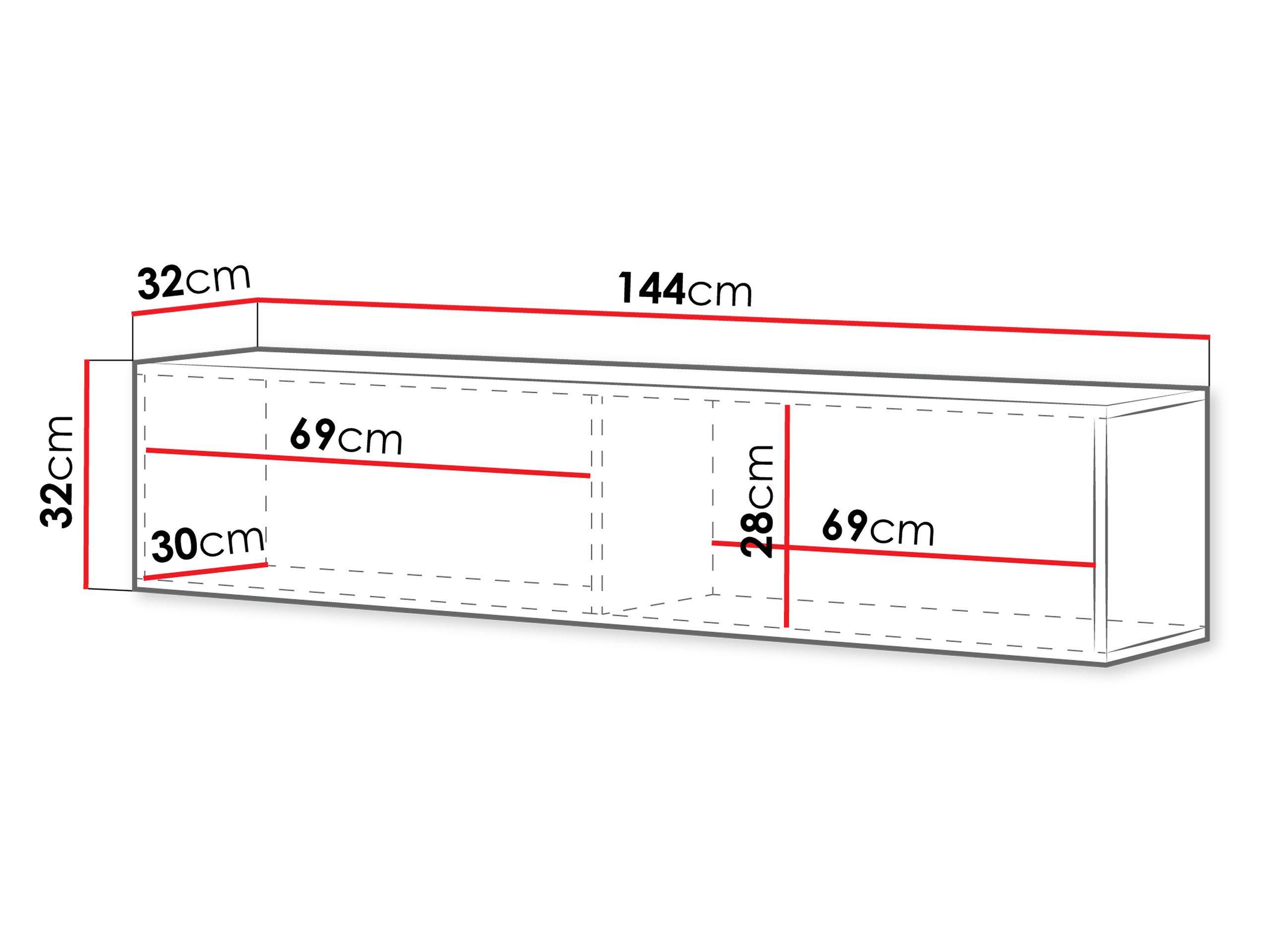 MIRJAN24 TV-Schrank Govi 140 (mit zwei Klappen) LED-Beleuchtung, 144x32x32 cm – Bild 4 von 5