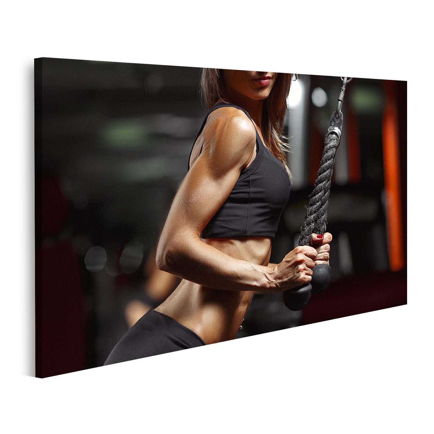islandburner Leinwandbild Fitness Frau in der Turnhalle Junge Frau macht Fitnessübunge Bilder