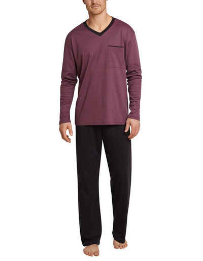 Schiesser Schlafanzug Selected Premium (Set, 2 tlg., 2-teilig) Herren Schlafanzug Pyjama lang Baumwolle