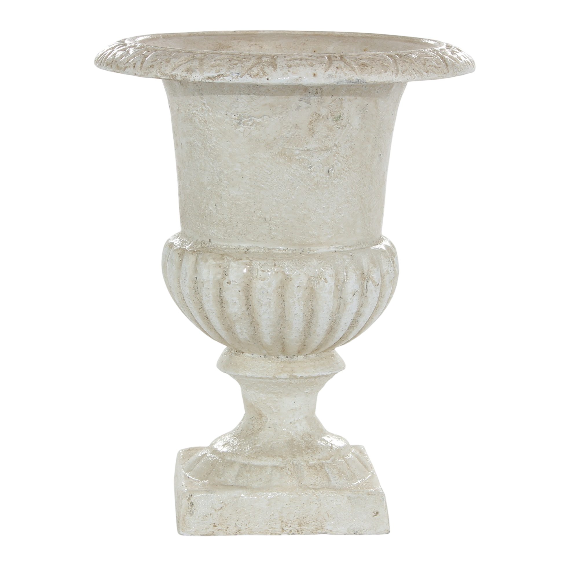 JS GartenDeko Dekovase Campana Gartenurne Vase Gusseisen weiß Neoklassik Antik H 21 cm