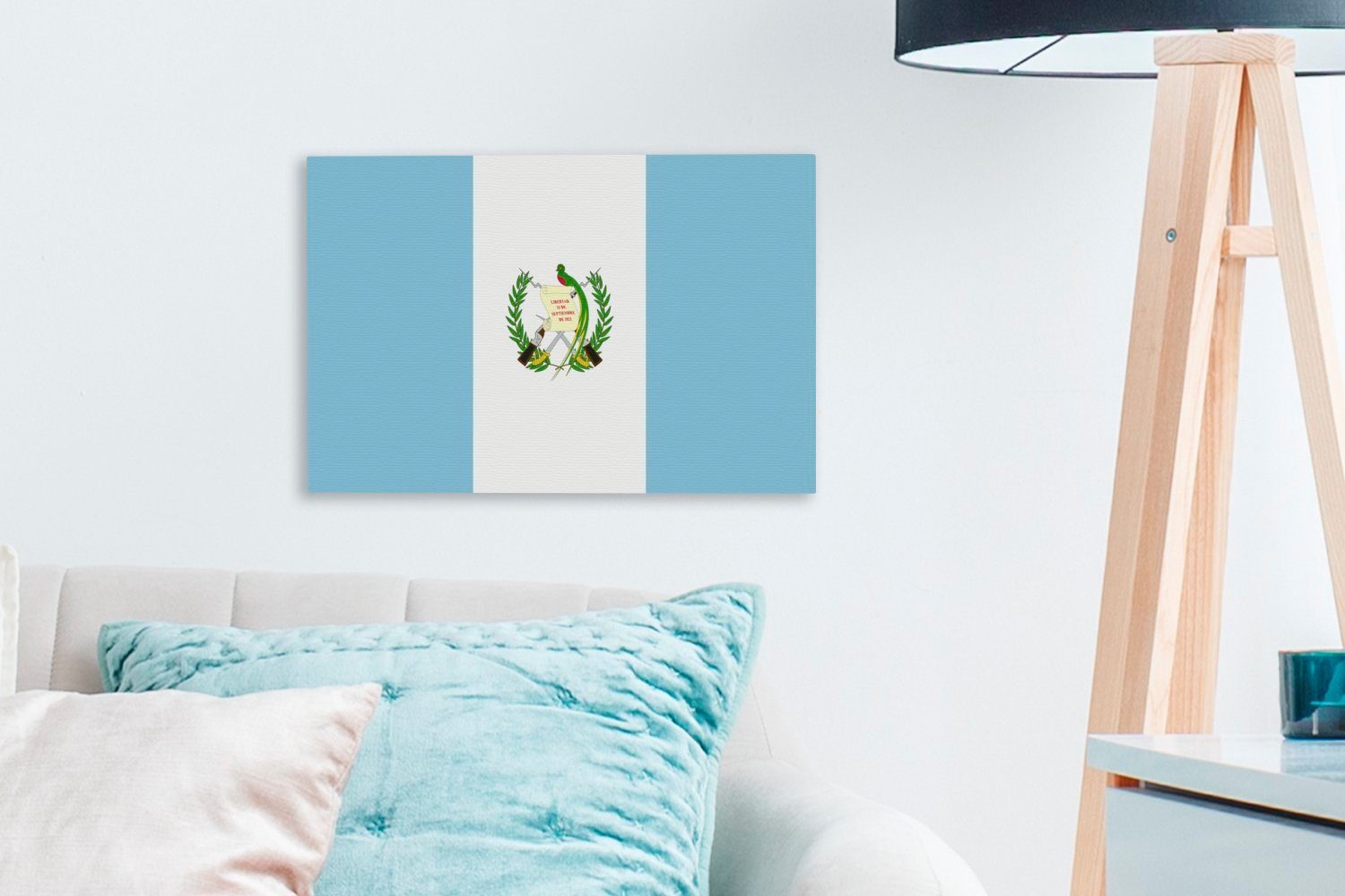 Leinwandbild Wandbild Guatemala, cm 30x20 OneMillionCanvasses® Leinwandbilder, Flagge Wanddeko, Aufhängefertig, St), (1