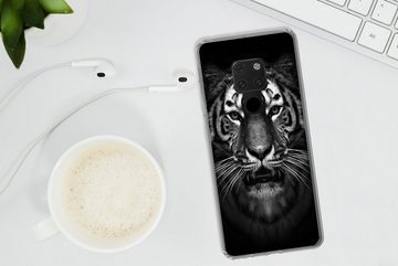 MuchoWow Handyhülle Tiger - Tiere - Schwarz - Weiß - Porträt - Wild, Handyhülle Huawei P40 Lite, Handy Case, Silikon, Bumper Case