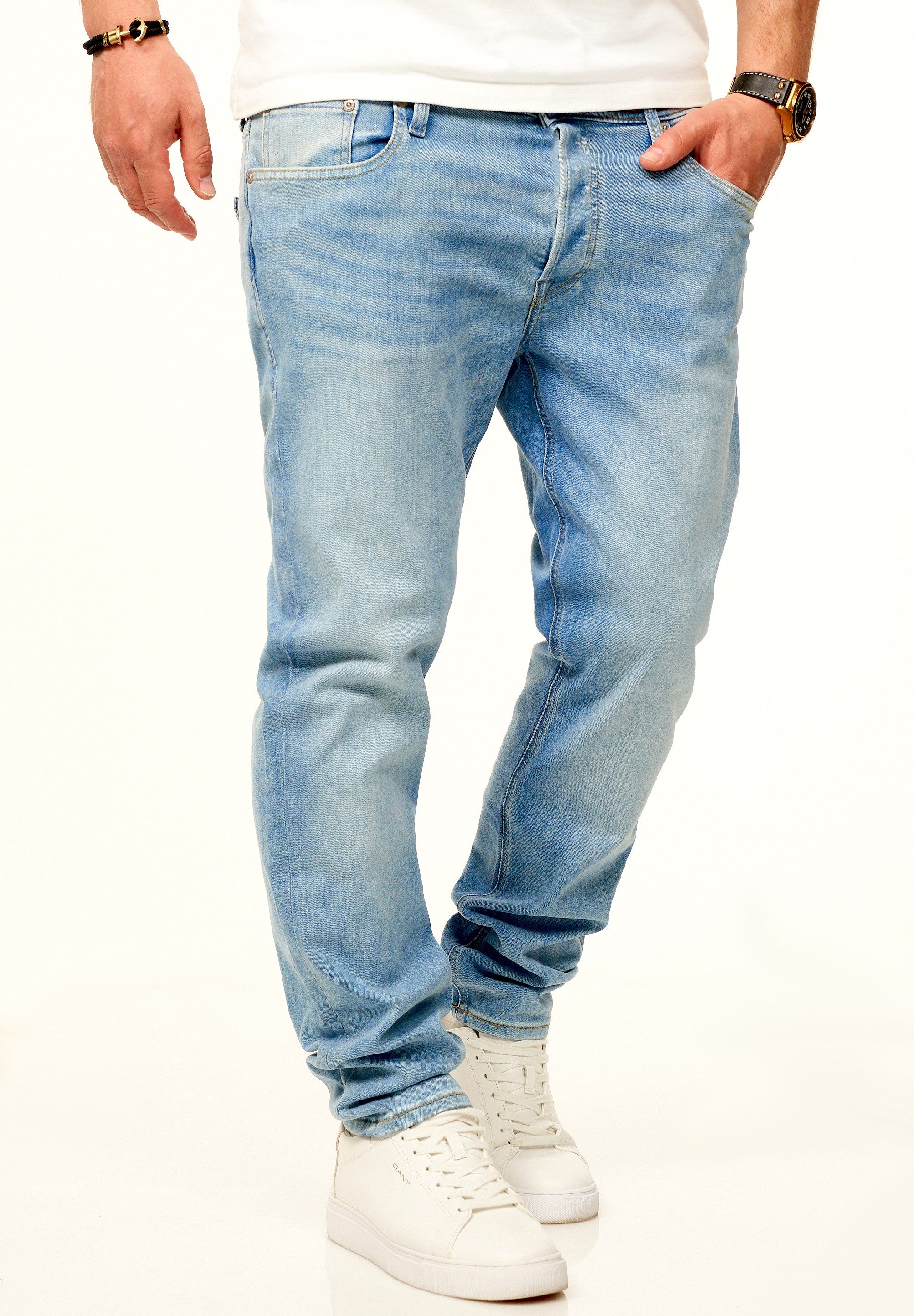 Jack & Jones Tapered-fit-Jeans MIKE ARIS Original Denim Hose mit Stretch Herren Jeans mit Comfort Fit Passform