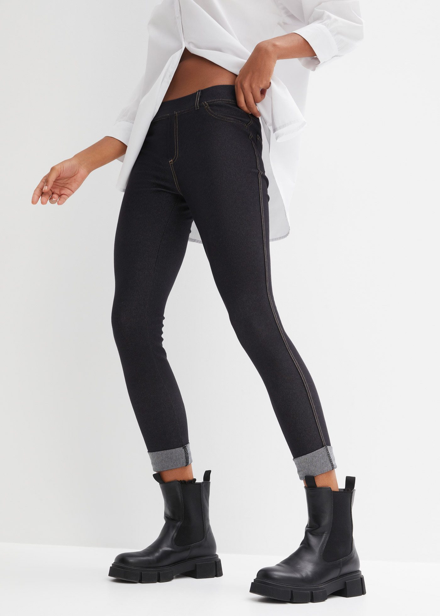 bonprix Leggings Leggings in Jeansoptik aus Baumwoll-Mix günstig online kaufen