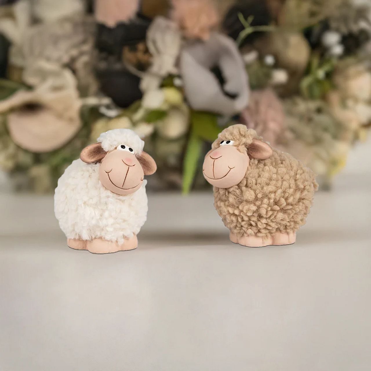 formano Osterfigur Schafe im 2er Set aus Keramik & Wolle 11 oder 16 cm