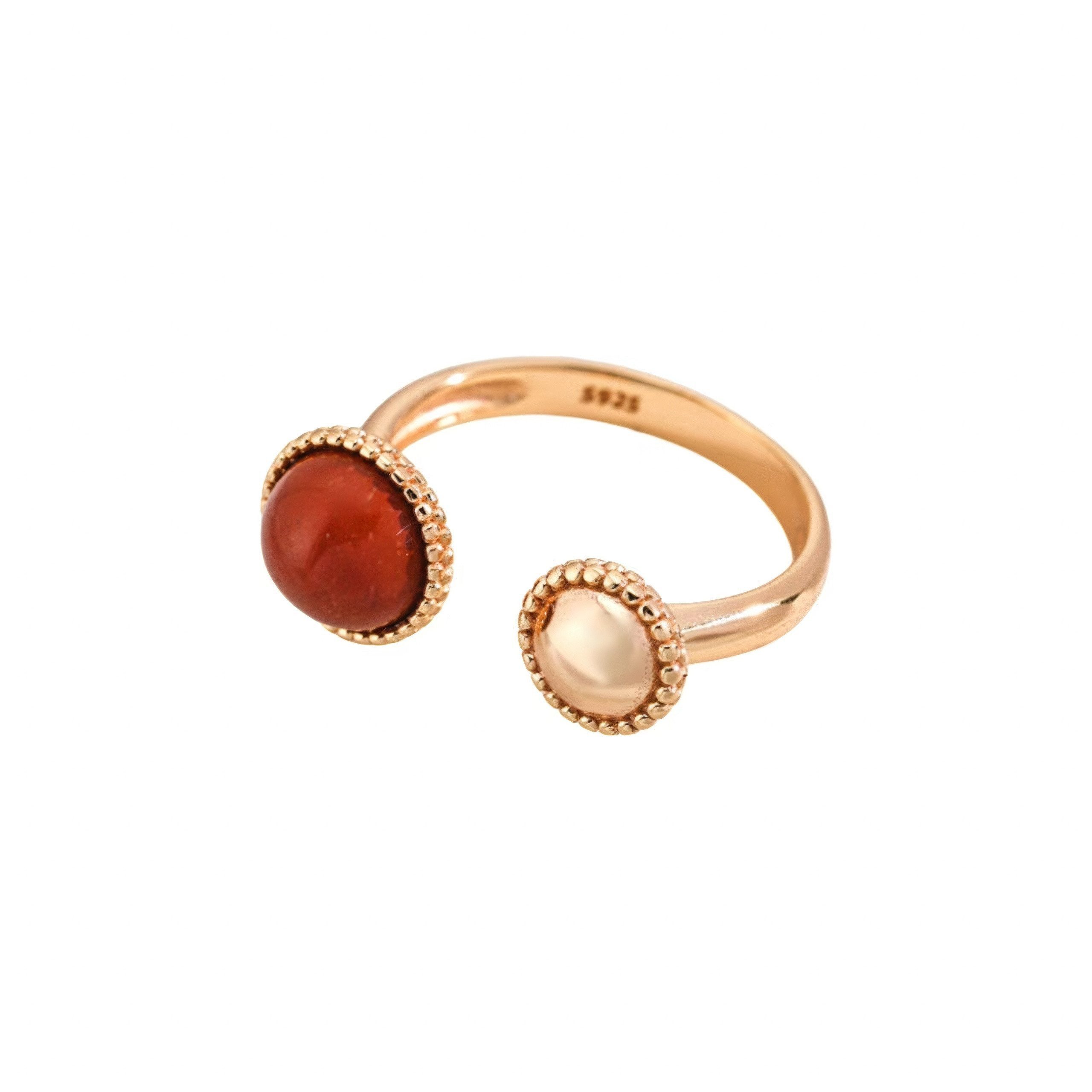 Jumpeak Silberring 925 Silber Ring, 18K vergoldet, rotem Edelstein, offener Vintage Gold, ring vergoldet damen, promise ring, liebes geschenk für sie
