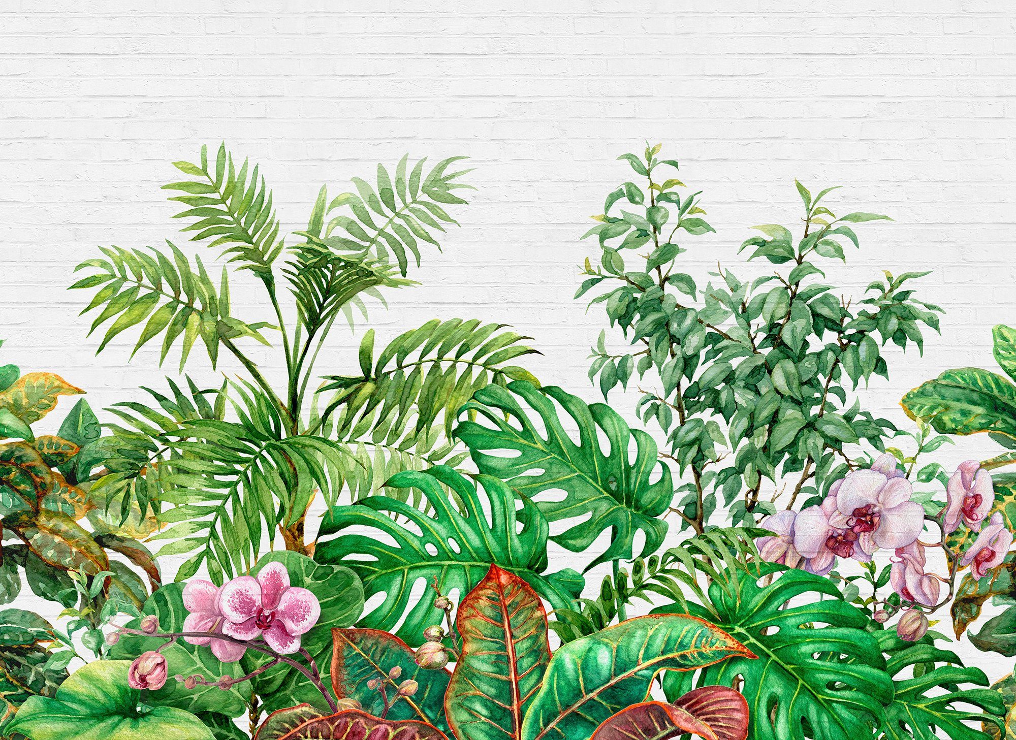 living walls Fototapete Designwalls Tropical Wall 1, glatt, (5 St), Vlies, Wand, Schräge, Decke