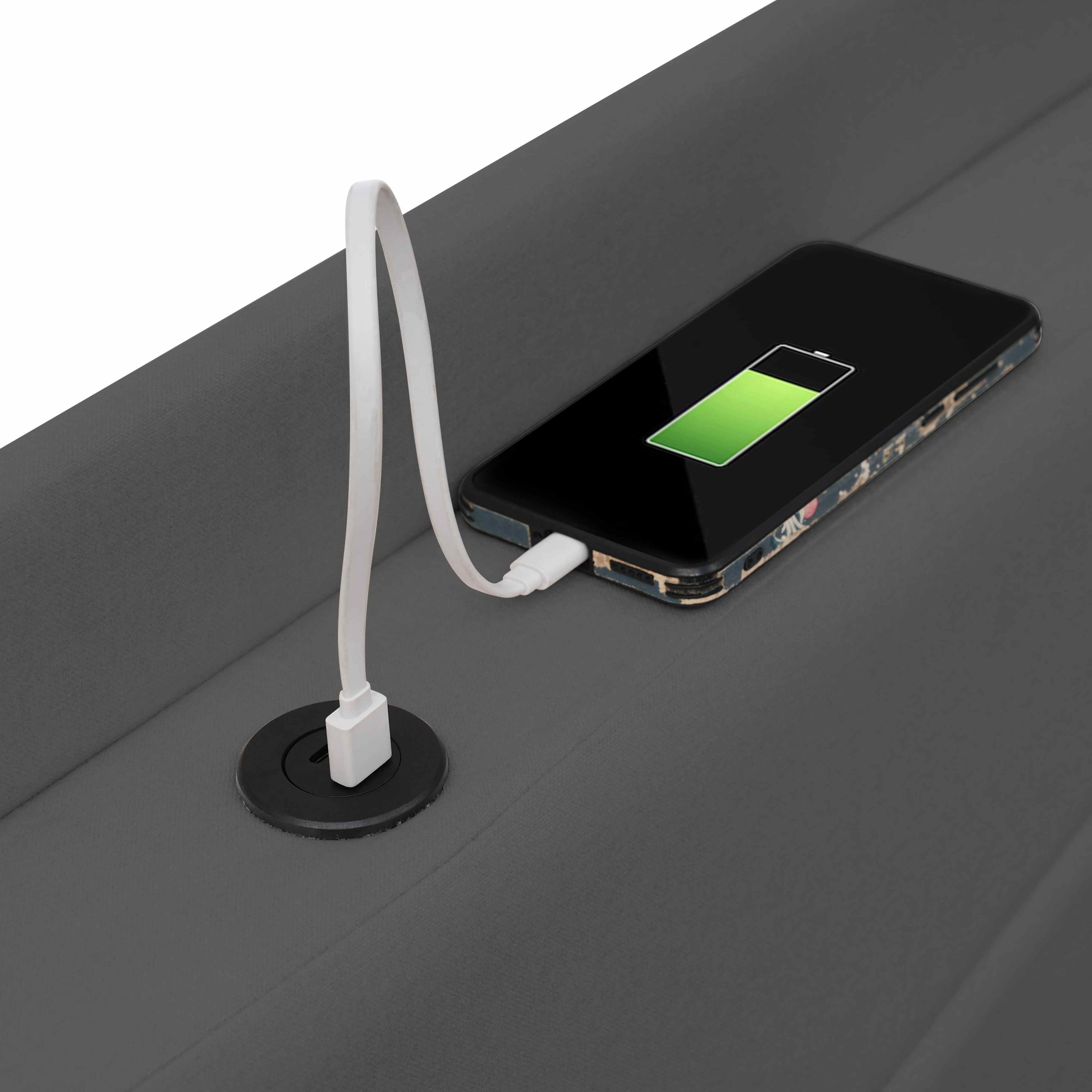 BlingBin Polsterbett Stauraumbett Jugendbett (1-tlg., Einzelbett mit USB Typ C Ladefunktion Kopfteil 90x200), Bettkasten,Leinenmaterial,Ohne Matratze