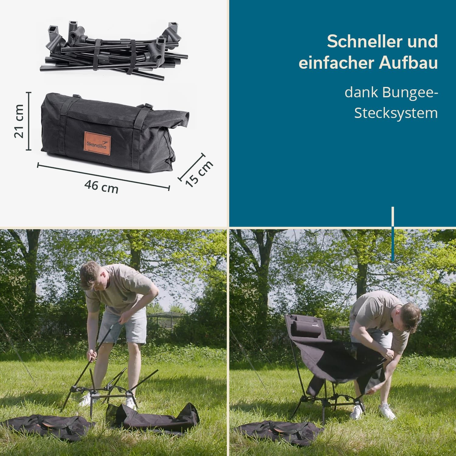 Skandika Campingstuhl Compact Flex, Gestell mit Bungee-Stecksystem, Anti-Ru günstig online kaufen