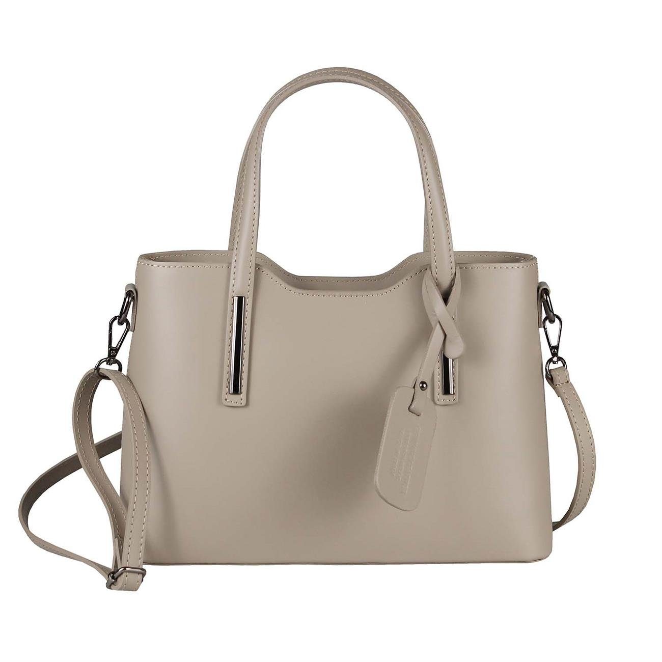 ITALYSHOP24 Schultertasche Made in Italy Damen Leder Handtasche, als CrossOver, Umhängetasche, Shopper tragbar