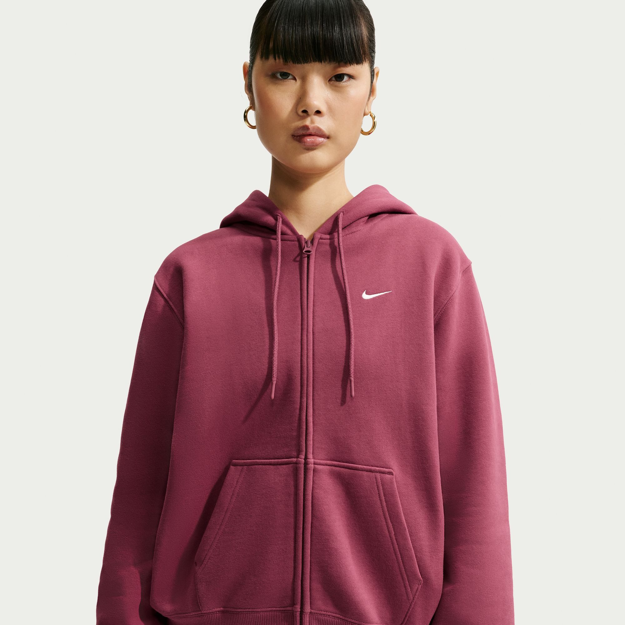 Nike Sportswear Kapuzensweatjacke W NK STDO FLC MW STD FZ HDY mit Kapuze, Langarm, aus angerauter Sweatware