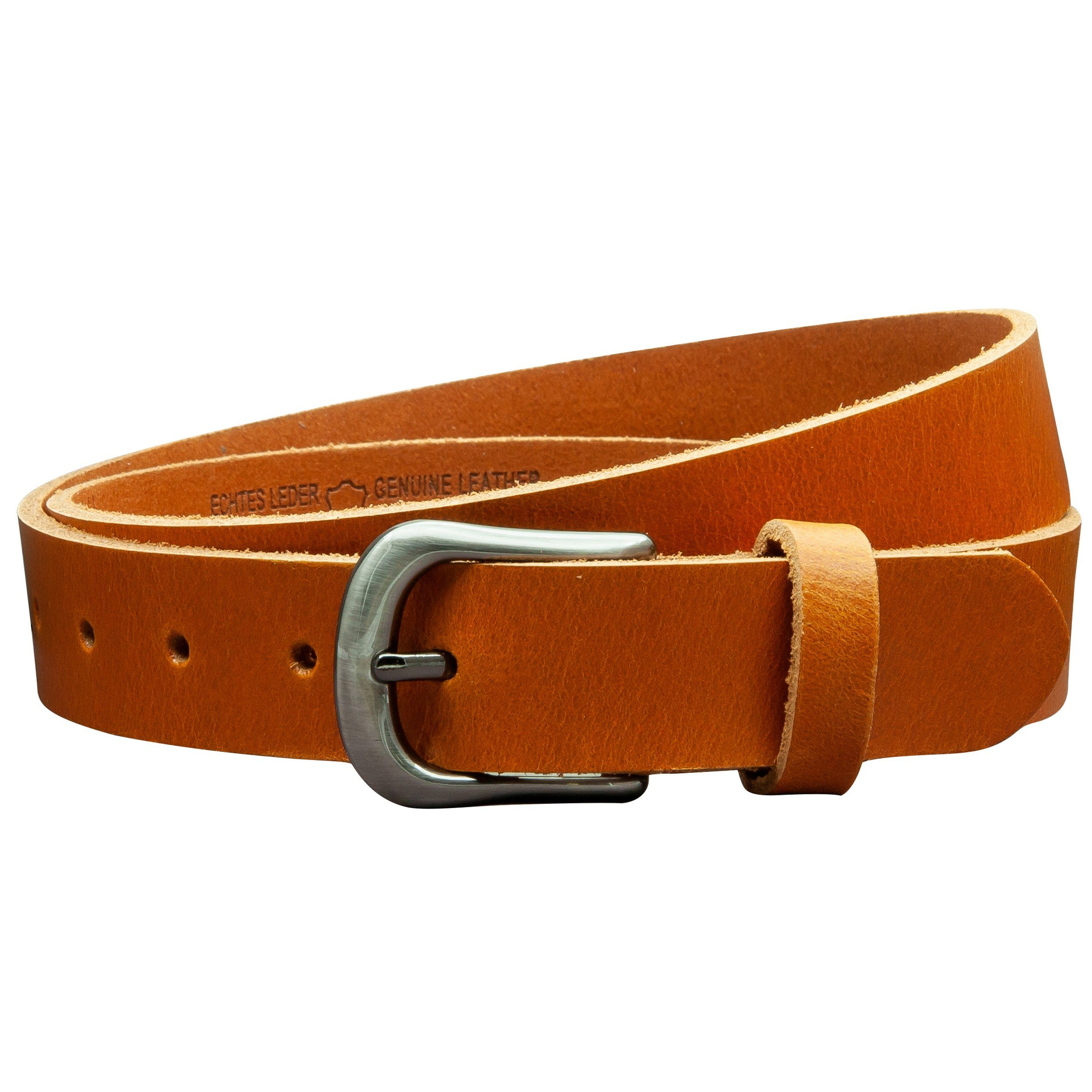 COLOGNEBELT Ledergürtel OM324-VL-Cognac MADE IN GERMANY, Cognac Kürzbar, 100 % Echtleder, Aus einem Stück, Unisex
