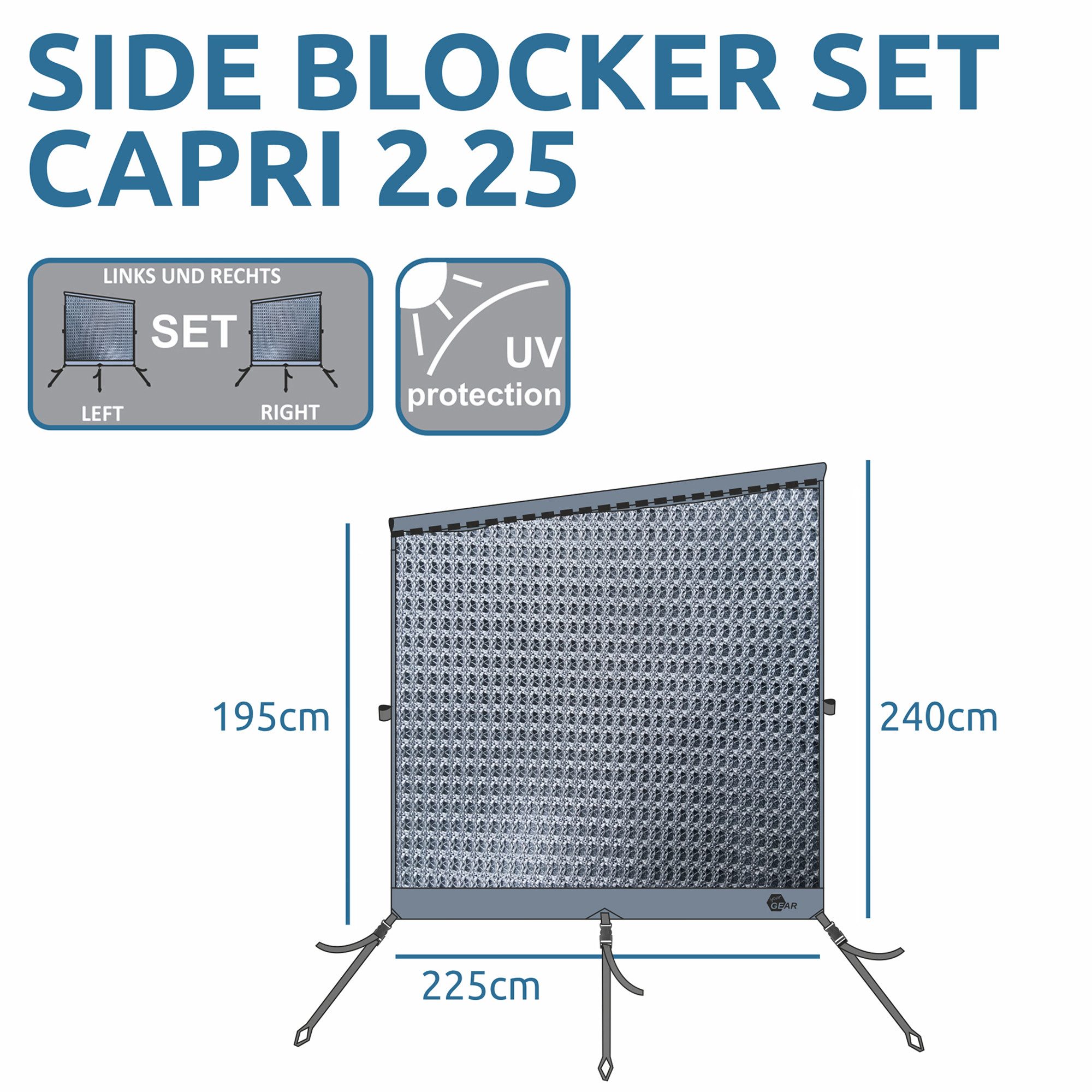 yourGEAR Sonnensegel your GEAR Capri Side Blocker Set - 2x winddurchlässige Seitenwand