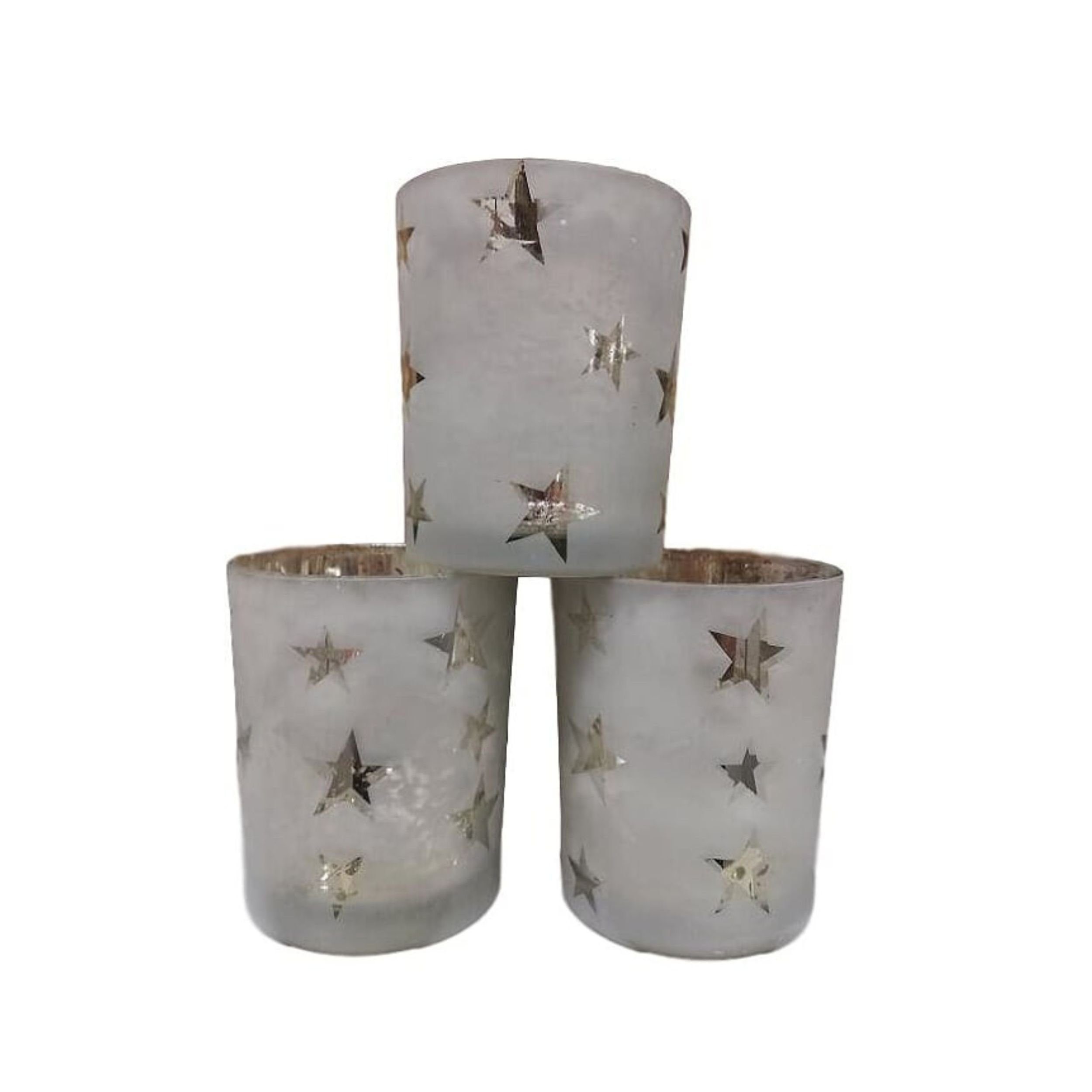 Sterne 10cm, St. Windlicht Bauernsilber Florissima 3 Teelichthalter