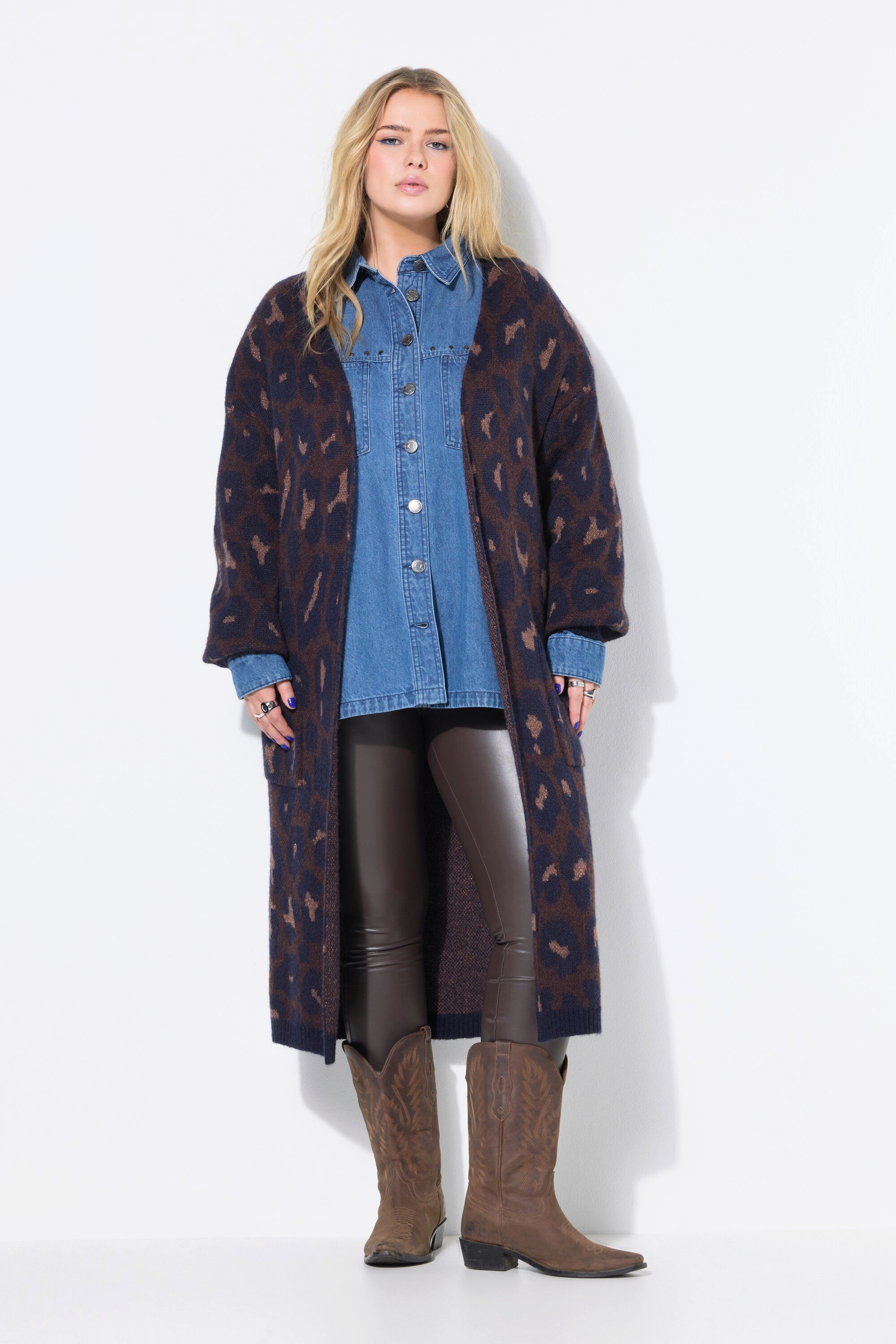 Studio Untold Strickjacke Long-Strickjacke oversized Glitzer-Leo günstig online kaufen