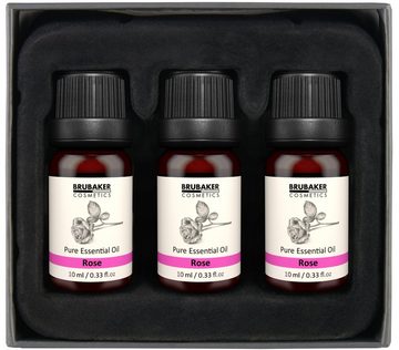 BRUBAKER Duftöl 3er-Set Rosen Öl - Weiblichkeit, Sinnlichkeit (Naturrein & Vegan, 3 x 10 ml Rosenöl), Ätherische Öle Aromatherapie Geschenkset